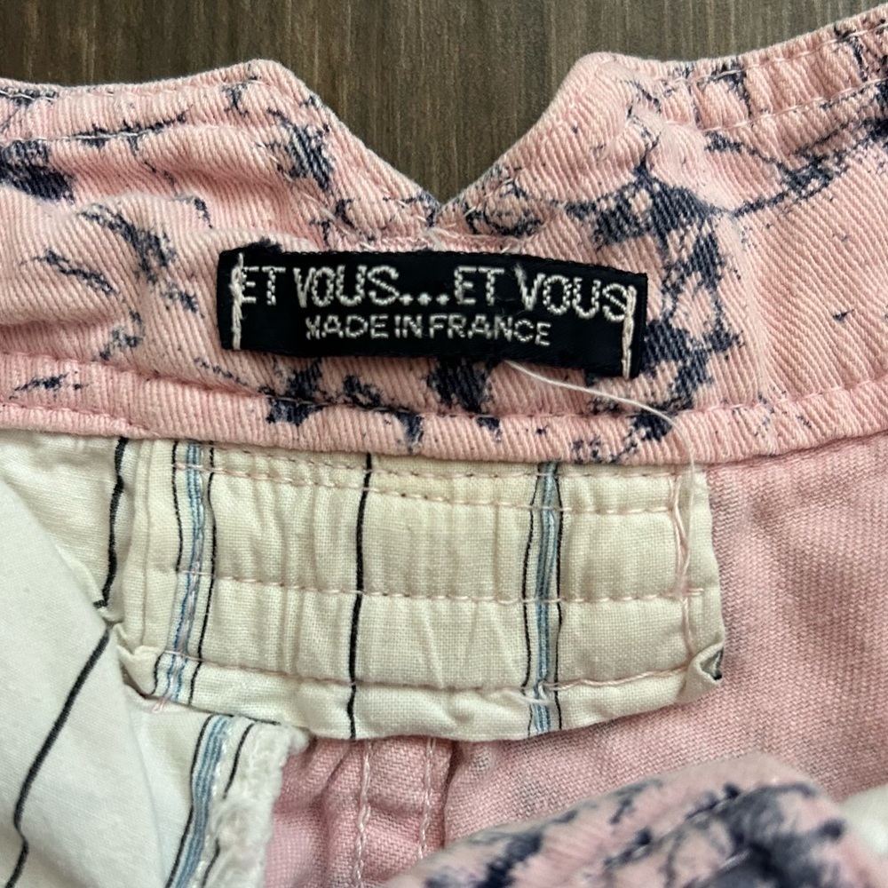 VTG Et Vous Paint Splatter Wide Leg Crop Pants in Pink Sz 38 EURO/Sz 8 US - Picture 7 of 8